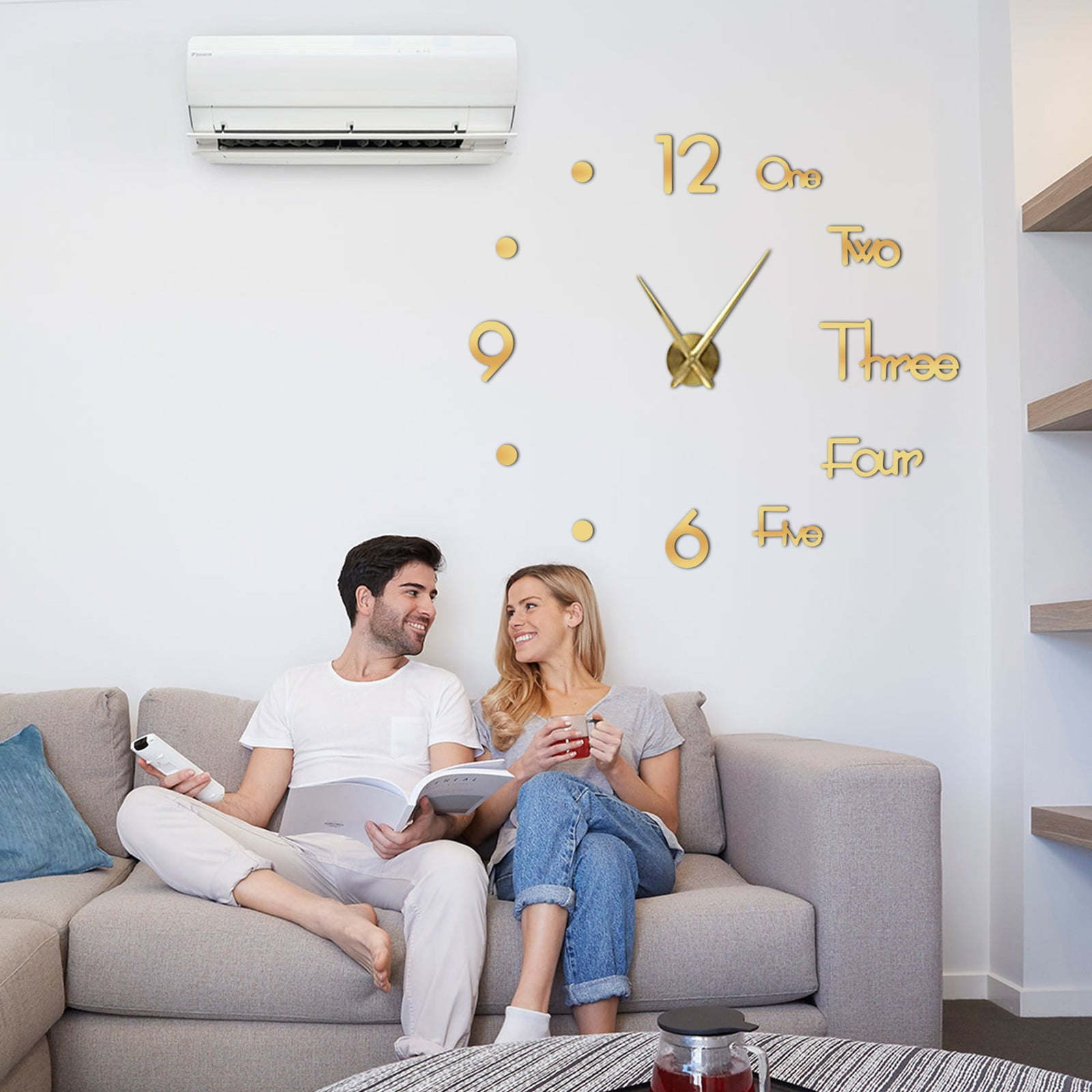 ZBFJINX Wall Sticker Clock Simple Clock Mute Home Living Room Study