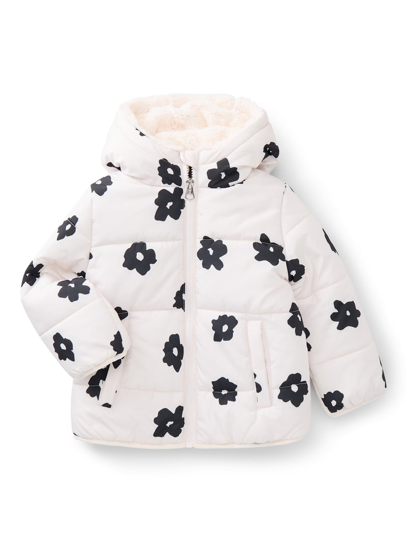 Jessica Simpson Toddler Girls Floral Puffer Jacket with Hood