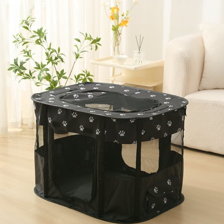 ZBH 36” High Portable Pet Playpen for Dogs & Cats with Zippered Top, Black