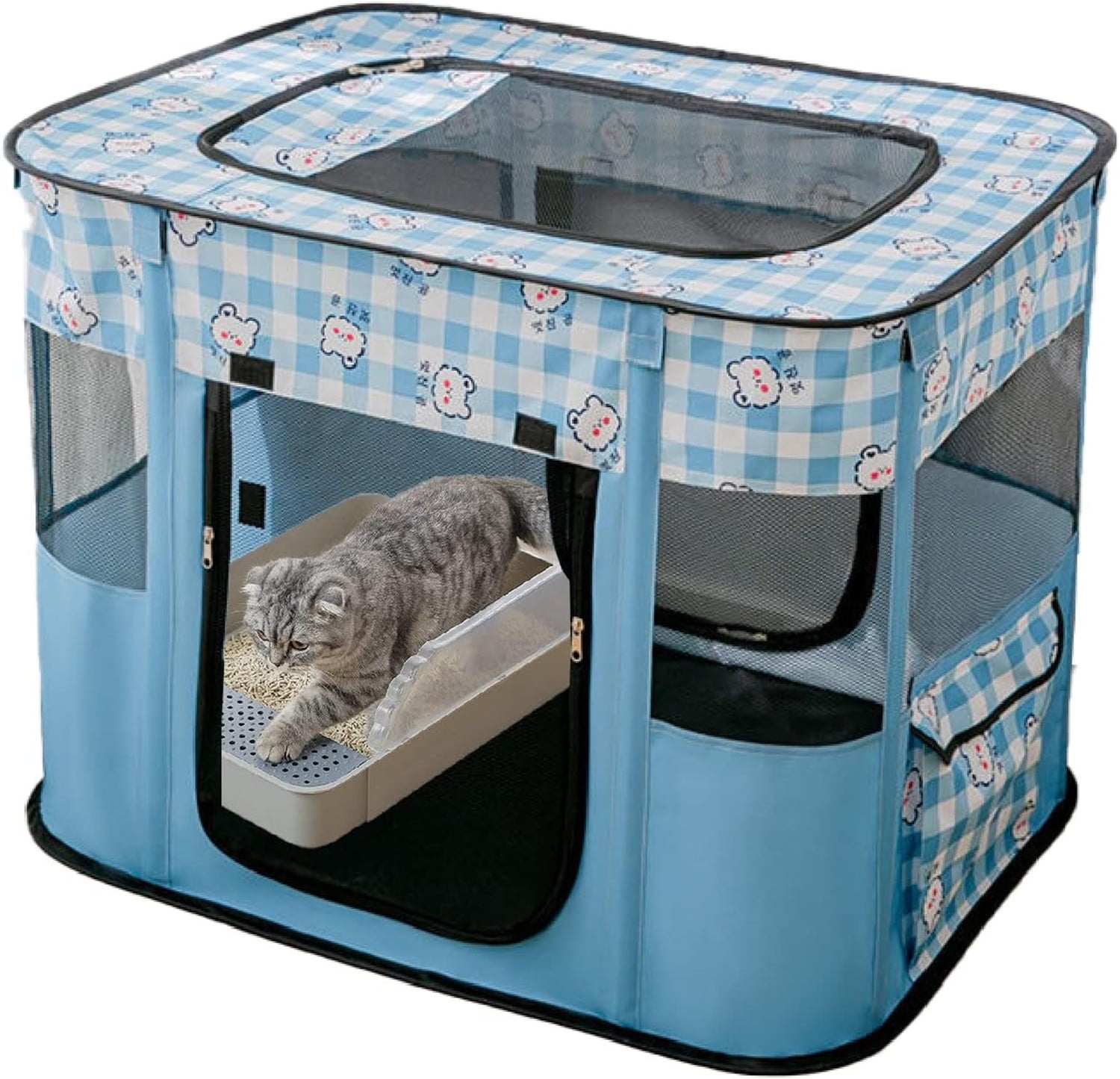 ZBH Cat Playpen Cage for Small Dog,Small Collapsible Pet Kennel,Pet