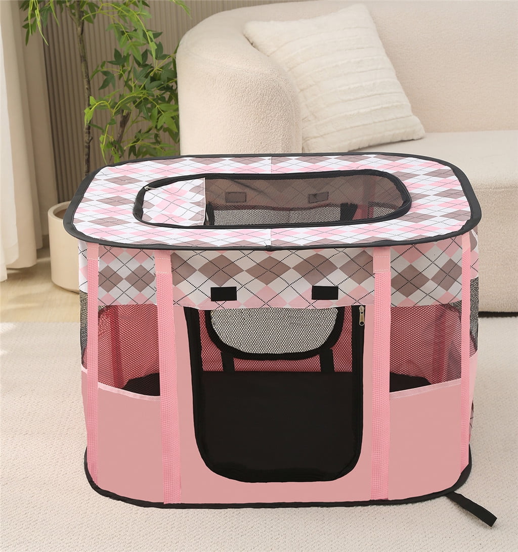 View of ZBH Collapsible Dog Crates - Portable Dog Travel Crate Kennel for Pets, Dog Travel Kennel Medium ...