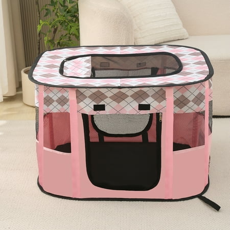 ZBH Foldable Pet Playpen - Portable Dog Playpen for Small Medium Dogs/Cat, Collapsible Exercise Puppy Cat Playpen Dog Tent for Indoor Outdoor Use, No Assembly Required