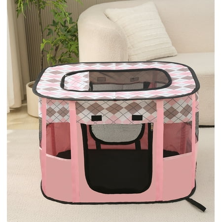 ZBH Foldable Pet Playpen - Portable Dog Playpen for Small Medium Dogs/Cat, Collapsible Exercise Puppy Cat Playpen Dog Tent for Indoor Outdoor Use, No Assembly Required