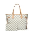 thumbnail image 1 of ZBH Womens Checkered Tote Shoulder Bag with inner pouch - PU Vegan Leather&nbsp;Shoulder Satchel Fashion Bags -Cream checkered, 1 of 8