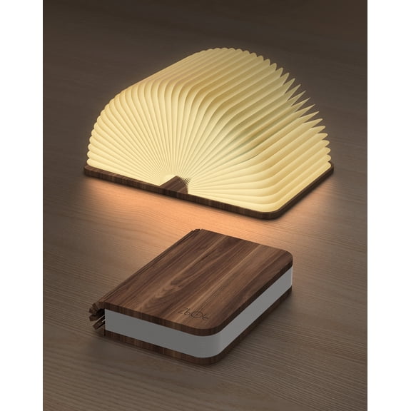 4.7 Inch Wooden Book Lamp, Book Lovers Gifts,Teacher Appreciation Gifts for Women, Folding Book Light, LED Ambient Lighting, Magnetic Mood Lighting for Home&Library Decor (Walnut)