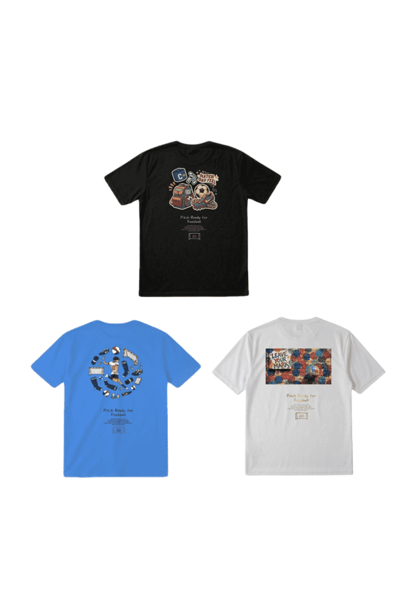 Men's Retro Soccer Graphic Tees 3-Pack Streetwear Graffiti Football T-Shirts Quick Dry Breathable Athletic Shirts for Workout and Match Day