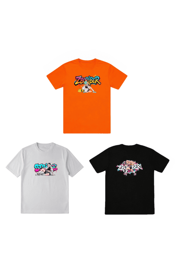 Streetwear Graffiti Graphic T-Shirts for Men and Women Anime Comic Print Tees Moisture Wicking Active Tops,3-Pack