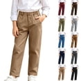 thumbnail image 1 of ZBSOKO Boys Casual Pants Straight Leg Elastic Waist Flat Front Pant with Side Pockets Solid Color School Uniform for Kids Teen 5-15 Years, 1 of 7