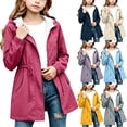 thumbnail image 1 of ZBSOKO Girl Rain Jackets Waterproof Hooded Windbreaker Cinched Waist Full Zip Outdoor Raincoats with Pockets for Hiking Sizes 5-16 Years, 1 of 6