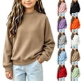 thumbnail image 1 of ZBSOKO Girl Sweatshirt Waffle Knit Raglan Sleeve Winter Pullovers Mock Neck Loose Fit Fashion Sweatshirts Thermal Tops Sizes 5-16 Years, 1 of 6