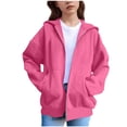 thumbnail image 1 of ZBSOKO Girls Zip Up Hoodies Novelty Hooded Long Sleeve Jacket with Pocket Cute Fall Winter Fashion Outerwear Solid Color Sweatshirt, 1 of 6