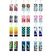 ZC 12 Pairs Women's Tanjiro Earrings Anime Demon Slayer Earrings Cosplay Fashion Double-sided Acrylic Alloy Resin Earrings