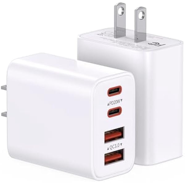 ZC[2Pack] USB C Charger Block, 40W Fast Fast Charging, 4Port PD USB C ...