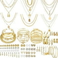 thumbnail image 1 of ZC 69 Pieces Gold Jewelry Set for Women Fashion Costume Jewelry Gold Plated Necklace Bracelet Earrings Set for Women, 1 of 6