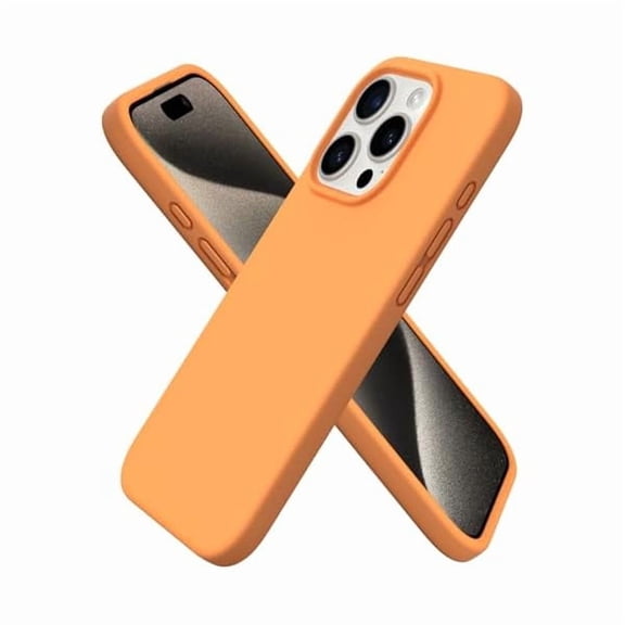 ZC Compatible with iPhone 15 Pro Case 6.1", Liquid Silicone 3 Layers Full Covered Soft Gel Rubber Cover, Shockproof Protective Slim Phone Case with Anti-Scratch Microfiber Lining-Orange