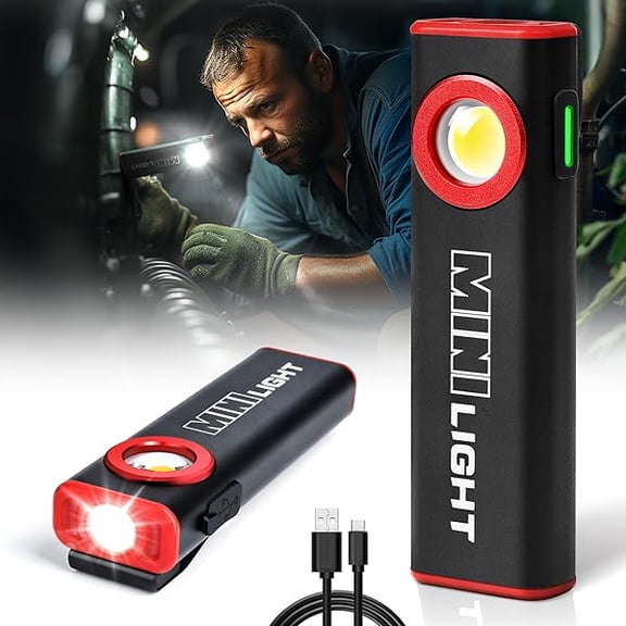 ZC Flashlight, 1600 Lumens Mini Magnetic Flat EDC Flashlight with Clip, 3 Modes Portable Ultra-Light Bright Waterproof Pocket Light for Working, Camping, Repairing, Emergencies