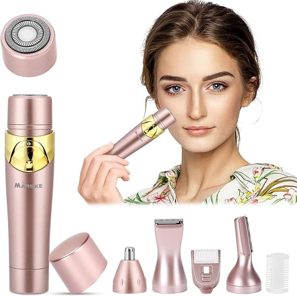ZC Hair Removal for Women, 4 in 1 Painless Facial Hair Remover, Rechargeable Bikini Trimmer Portable Electric Shaver Flawless Epilator Razors for Women Pubic Eyebrow Nose Lip Face Leg Body Hair