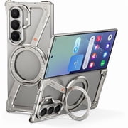 ZC Minimalist Phone Case for Samsung Galaxy Z Fold 7, 360  Rotation Kickstand Aluminum Metal Frameless Design Bumper Z Case, Protective Shock Grade Shell Natural Titanium