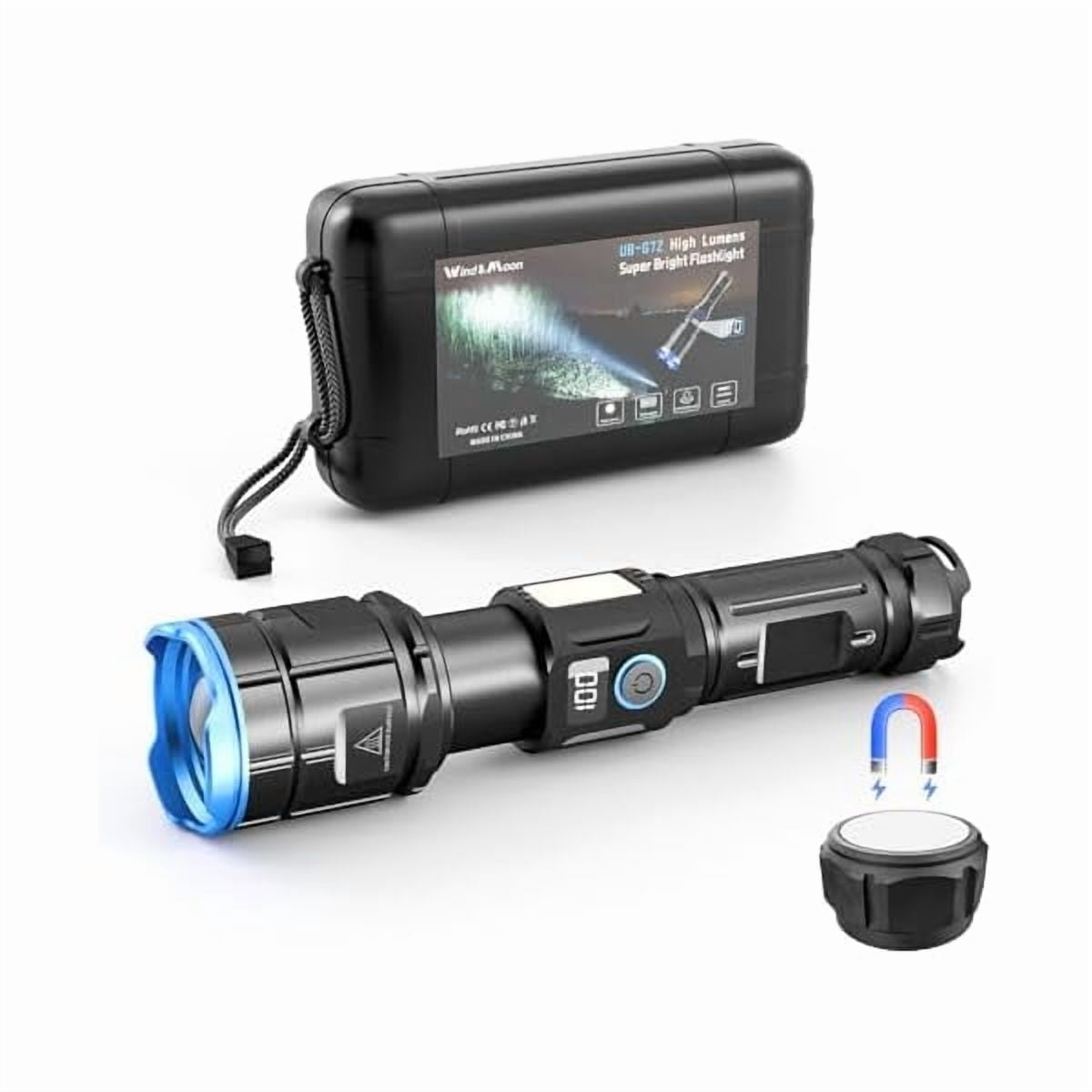 ZC Powerful Flashlights High Lumens Rechargeable,500000 Lumen Led Strong Handheld Flashlight,IPX6 Waterproof Flashlight for Home Camping Emergencies,USB Battery Operated,Adjustable Focus