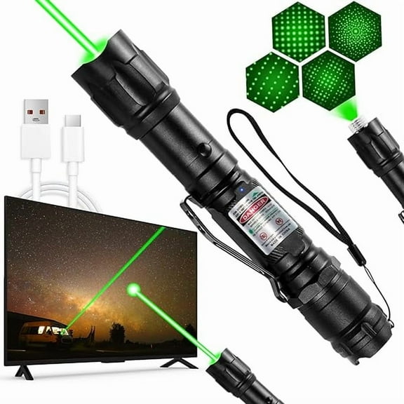 ZC[Professional] Rechargeable Green Line Light Flashlight Long Distance Range for TV/LED/LCD Screens Tactical Flashlights Presentation Office/Outdoors/Astronomic/Construction [005]