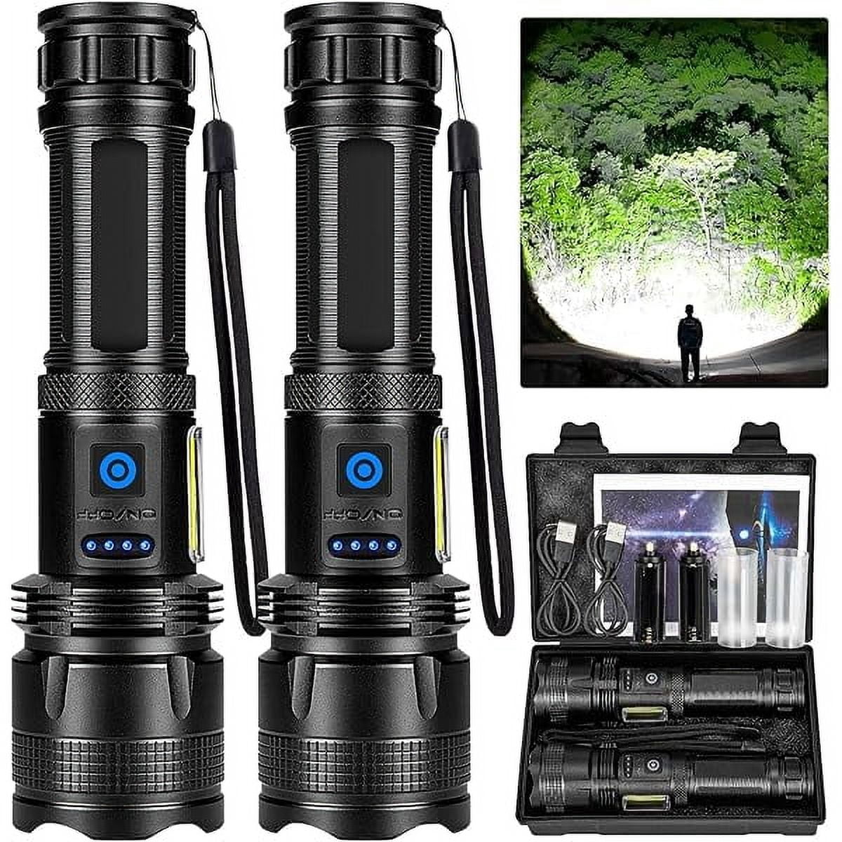 ZC Rechargeable LED Flashlights High Lumens, 990,000 Lumens Super Bright Flashlight with 7 Modes, Powerful Multifunctional Flashlights for Home Camping Emergencies - 2 Pack