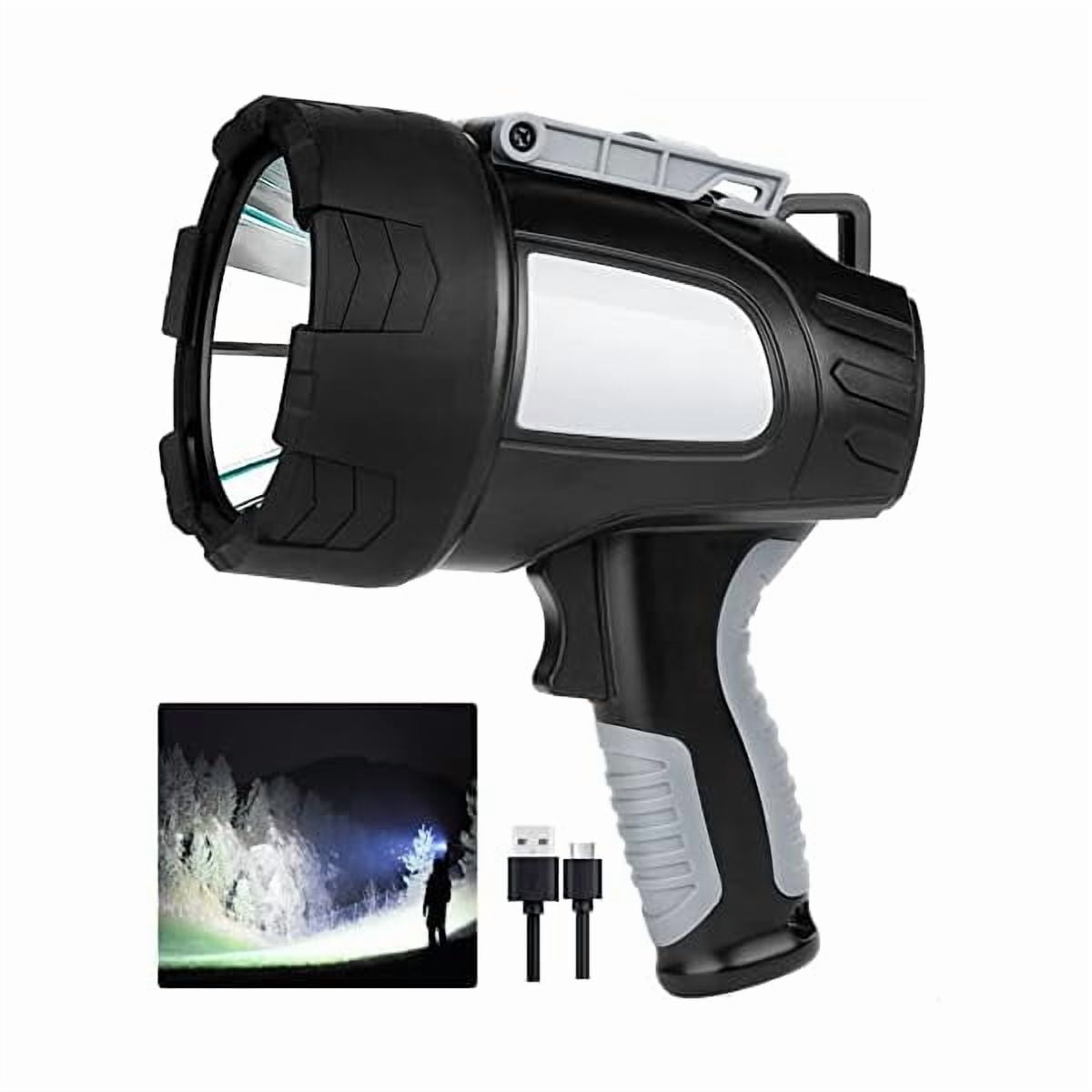 ZC Rechargeable Spotlight Outdoor,1000,000 Lumens Led Spotlight Flashlight with Cob Light and Foldable Tripod, 6 Modes Waterproof Handheld Spot Light for Outdoor Marine Boating Hunting