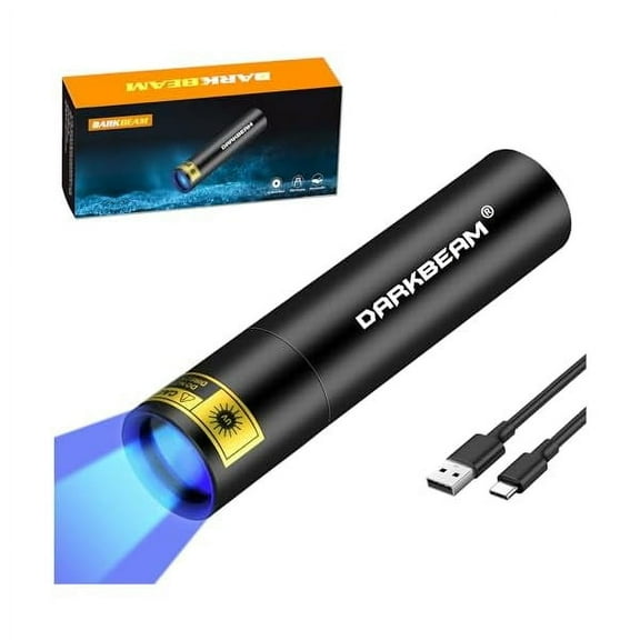 ZC UV Black Light Flashlight Mini 365nm - Rechargeable USB Strong Ultraviolet LED Flashlights, Portable Woods lamp, Detector for Pet Urine/Stains, Flurescent, Uranium Glass, Amber 370nm
