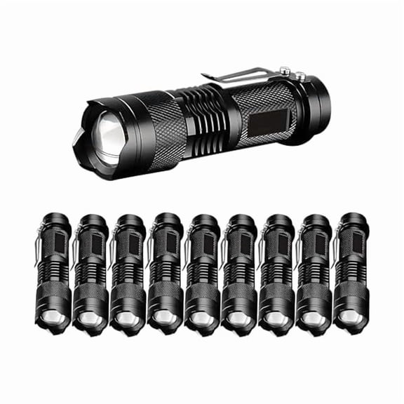 ZC10 Pieces LED Flashlights Torch, High Lumens Mini Flashlight Waterproof Pocket Flash Light with 3 Modes, Adjustable Focus Zoomable for Camping, Hiking, Indoor, Outdoor, Home Use