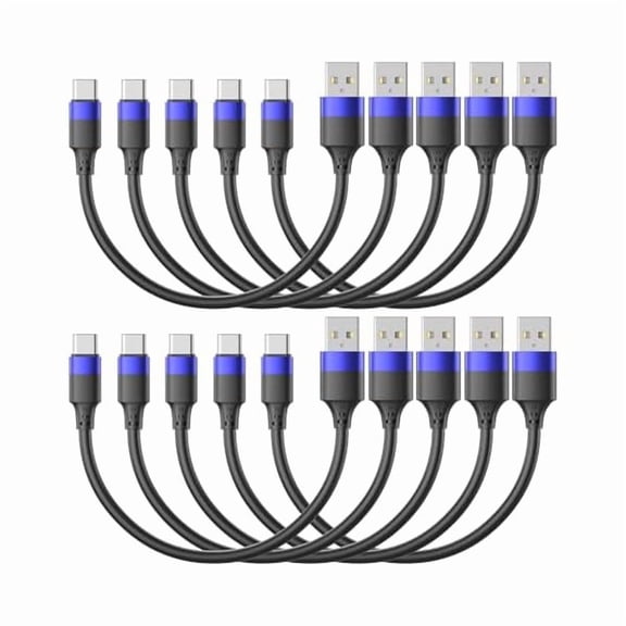 ZC1ft Short USB C Cable for iPhone 15, 10 Pack Bulk USB A to USB C Charger Cord 12 inch, Multipack Type C Cable for Charging Station Compatible with Samsung Galaxy S24 S23 S20 S10 S9 Note 20 10 9