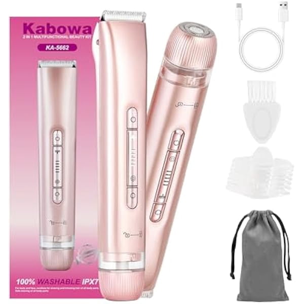 ZC2 in 1 Bikini Trimmer for Women Dual Head Electric Razors IPX7 Waterproof Wet & Dry Use, Electric Shaver for Women Private Area Facial Body Underarm Leg Arm Hair Remover for Pubic Hair