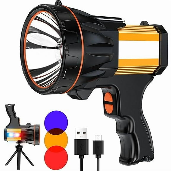 ZC2025 Spotlight Brightest 1000000 LM Energy Saving Function, 60 Hour Standby Battery Time LED Flashlight, 360 Adjustable Tripod and IP68 Waterproof Flash Light for Camping Hunting Emergency Walking