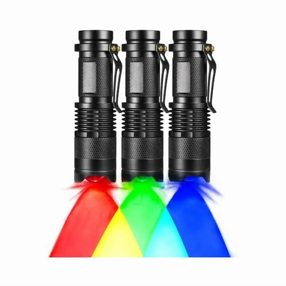 ZC3 Pack Multi-Colored Light Flashlight Set: Red, Green, Blue LED Flashlights for Night Activities, Optical Effects