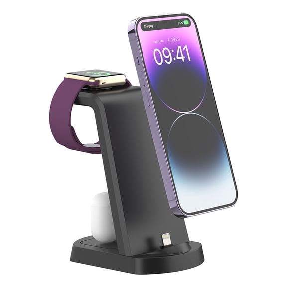 ZC30W Fast Charging Station for Multiple Devices - 3 in 1 Charger Stand for Apple Watch Series 8/7/6/5/4/3/2/SE Charging Dock for AirPods iPhone 14/13/12/11 Pro X Max XS XR 8 7 Plus(Not For 15/16)