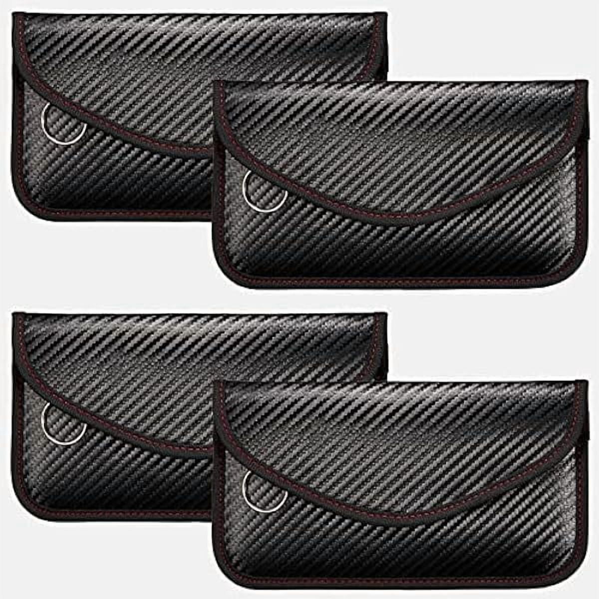 ZC4 Pieces Faraday Bags Phone for Key Fob Protector Car RFID Signal Blocking GPS Anti-tracking Faraday Pouch Shielding Wallets for Cell Phone Privacy Card Protection(Carbon Fiber)