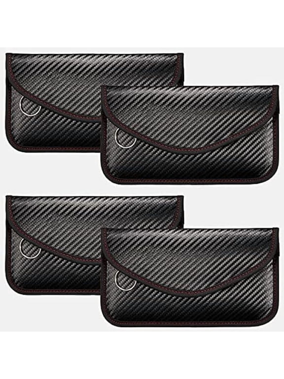 4 Pieces Faraday Bags Phone for Key Fob Protector Car RFID Signal Blocking GPS Anti-tracking Faraday Pouch Shielding Wallets for Cell Phone Privacy Card Protection(Carbon Fiber)