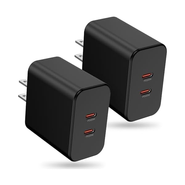 ZC40W Dual USB C Charger Block,2-Port Fast USB-C Power Adapter Wall Charger Plug Type C Charging Block for Laptop Computer & Tablets/Phones iPhone 15/14/13/12/11/X, iPad,Samsung,Google （2 pack）
