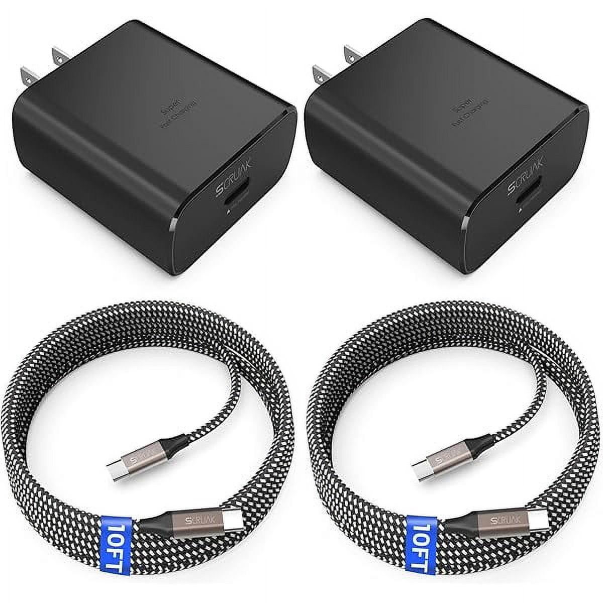 ZC45W USB-C Charger, 2-Pack 45 Watt Super Fast Charger Type C Wall Charging Block with 2X 10FT Type C Cable for Samsung Galaxy S25 Ultra/S25/S25+/S24 Ultra/S23+/S23/S22/S20,Note 10/20,Tab S9/S8