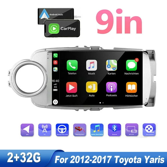 ZCARGE 9 Touch Screen Car Stereo Radio for 2012-2017 Toyota Yaris 32GB Android 13 Car Stereo Radio GPS Player CarPlay