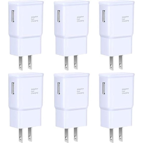 ZCAdaptive Fast Charging Wall Charger Adapter, 6-Pack Fast Charging Block Travel USB Charger Box Compatible Samsung Galaxy S10 S9 S8 S7 S6 Note 8 9, iPhone, LG, HTC and More (White)