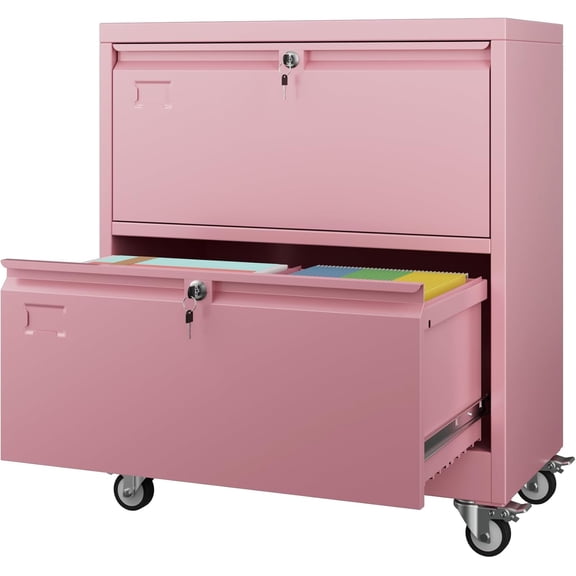 ZCB LIKE HOME 4 Drawer File Cabinet with Wheels, Lockable Metal Filing Cabinet with Name Card for Office and Home,Assembly Required,Black