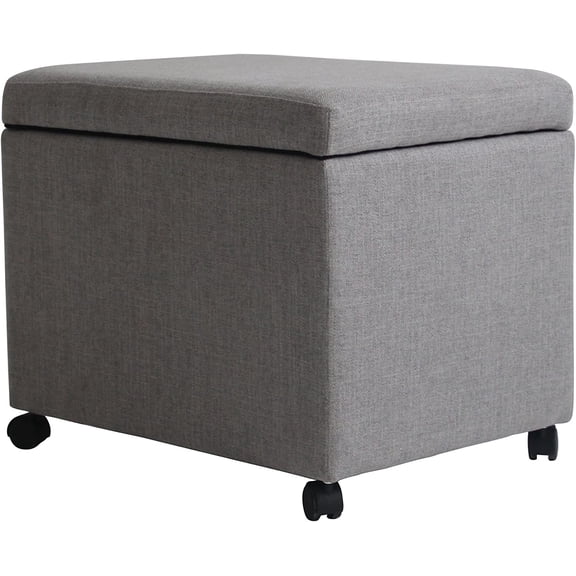 ZCB LIKE HOME Mateo Traditional Home Office Fabric File Storage Ottoman, Gray