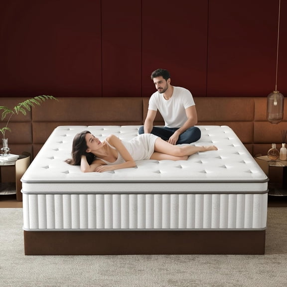 ZCB LIKE HOME Queen Size Mattress, 14 Inch Hybrid Mattress in a Box for Queen Bed with Memory Foam and Pocket Spring,Tight Top Medium Firm Feel, 60"*80"*14",100 Night Trial