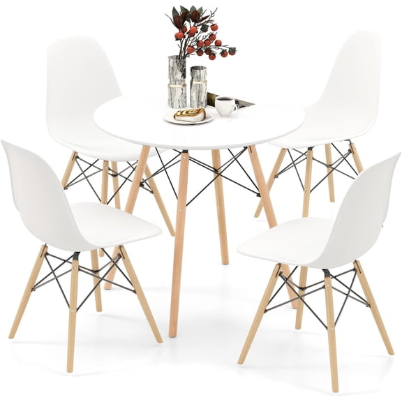 ZCB LIKE HOME Round Dining Table Set for 4, 5-Piece Kitchen Table with 4 Chairs, Modern Table and Chair with Reinforced Structure, Small Space Dining Set for Apartment, Kitchen & Dining Room