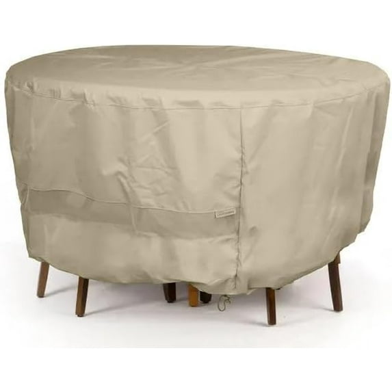 ZCB LIKE HOME Round Firepit/Chair Set Cover - Weather Resistant Outdoor Cover, Heavy Duty Table and Chair Cover Set for Fire Pit, 300D Polyester, Round 72DIAMETER x 30H, Khaki