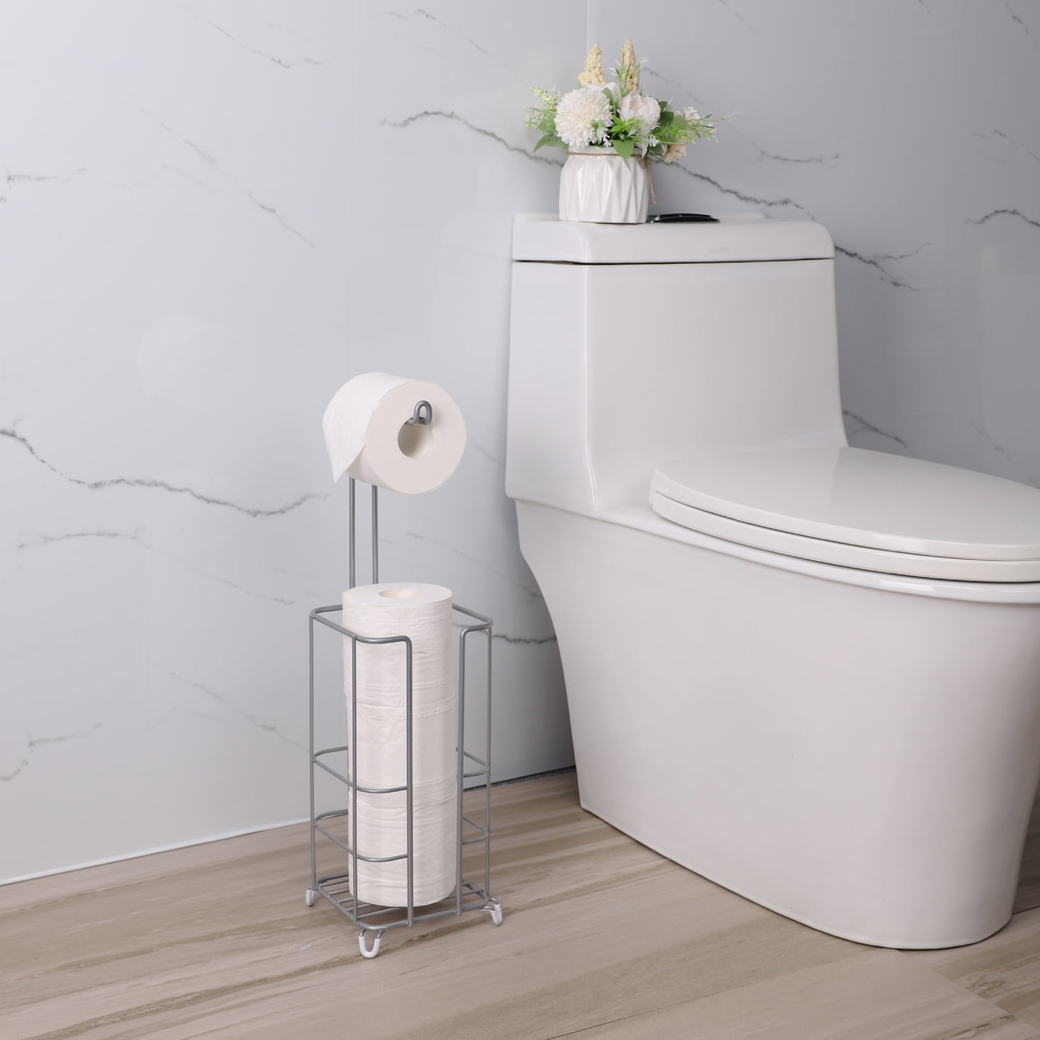 ZCCZ Bathroom Free Standing Toilet Paper Holder Stand and Dispenser