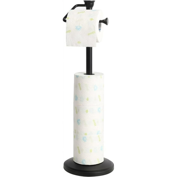 ZCCZ Toilet Paper Holder Stand For 5 Mega Rolls Free Standing Roll Holder Dispenser Storage Color Black
