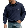 thumbnail image 1 of ZCFZJW 1/4 Button up Henley Shirts for Men Big and Tall Regular Fit Casual Fall Winter Thick Warm Long Sleeve Lapel Collared Pullover Sweatshirts with Pockets Navy XL, 1 of 6