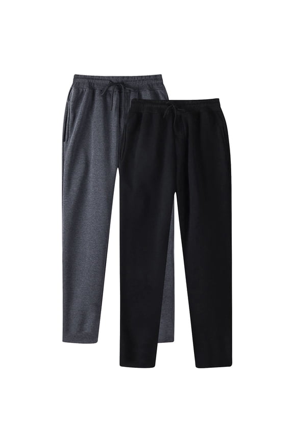 2 Pack Mens Athletic Sweatpants with Pockets, Casual Drawstring Elastic High Waist Workout Gym Joggers Pants for Men Running Jogging Sweat Pants Dark Gray&Black XL