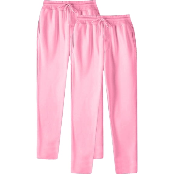 ZCFZJW 2 Pack Mens Athletic Sweatpants with Pockets, Casual Drawstring Elastic High Waist Workout Gym Joggers Pants for Men Running Jogging Sweat Pants Pink&Pink XL