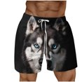 thumbnail image 1 of ZCFZJW 3D Animal Pattern Print Swim Trunks for Men Big and Tall Regular Fit Casual Drawstring Elastic Wasit Beach Bathing Suit Board Shorts with Pockets Black#02 S, 1 of 5
